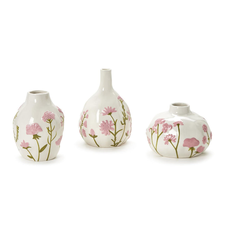 Hand-Painted Pink Floral Vases