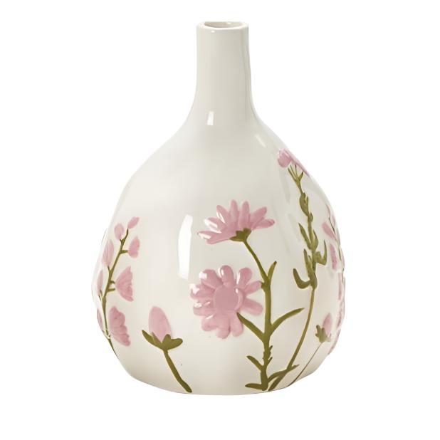 Hand-Painted Pink Floral Vases