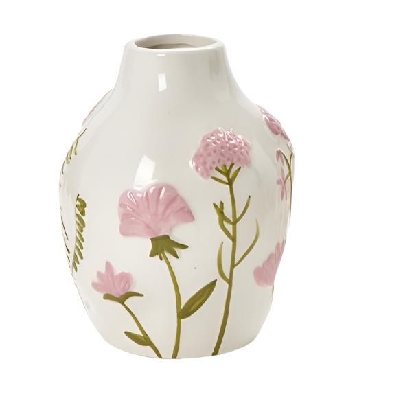 Hand-Painted Pink Floral Vases