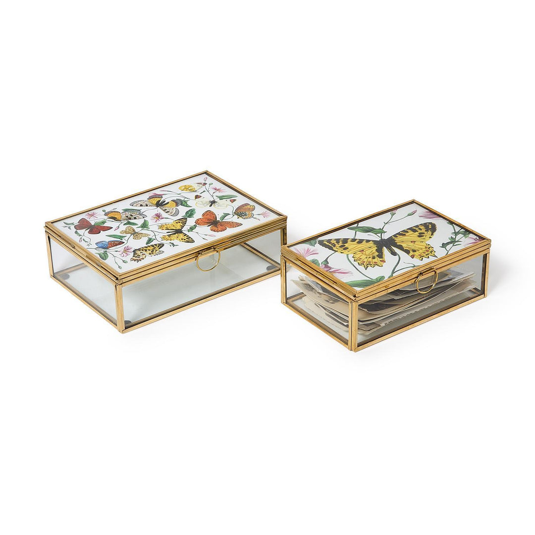 Glass and Brass Photo Frame Keepsake Box, Large