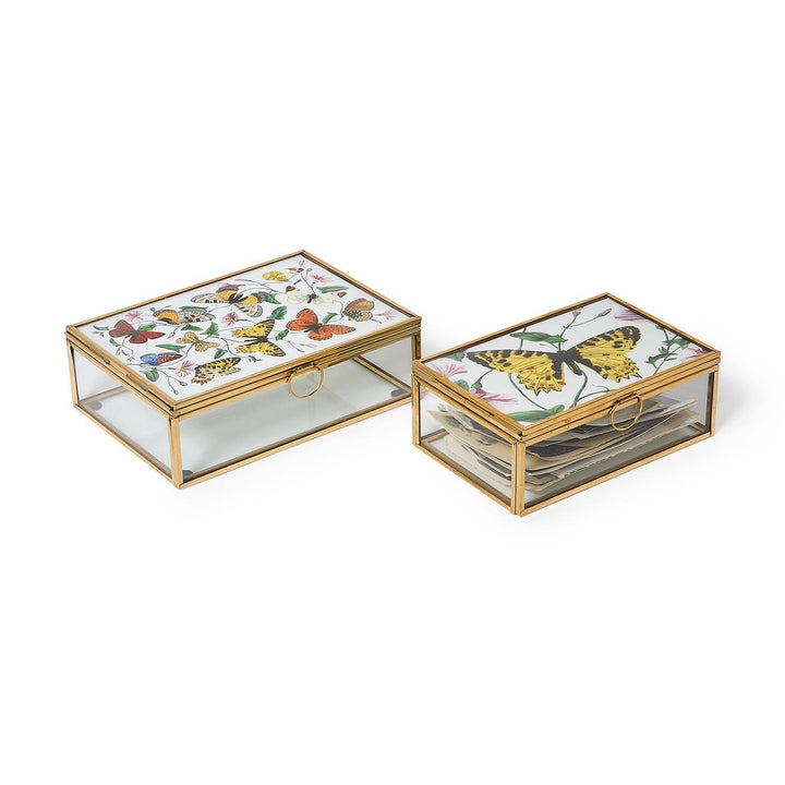 Glass and Brass Photo Frame Keepsake Box, Large