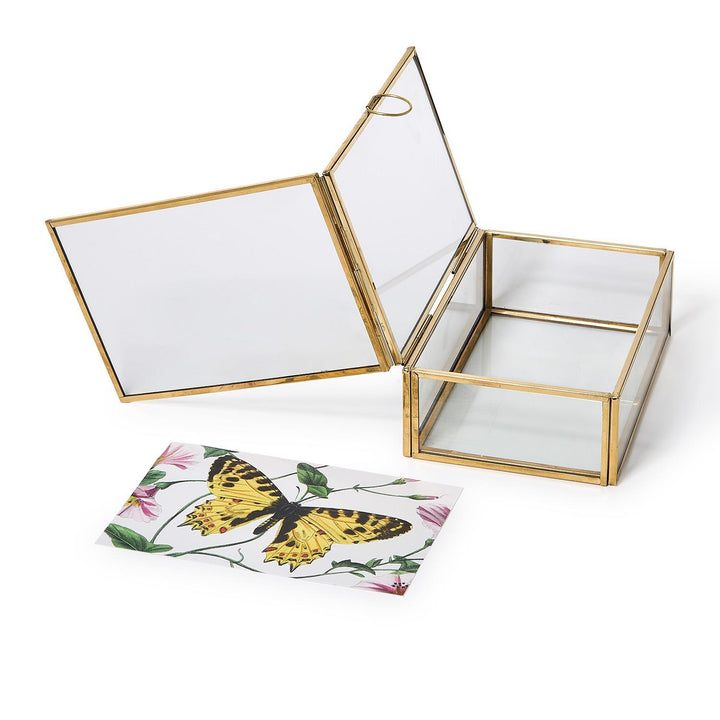 Glass and Brass Photo Frame Keepsake Box, Large