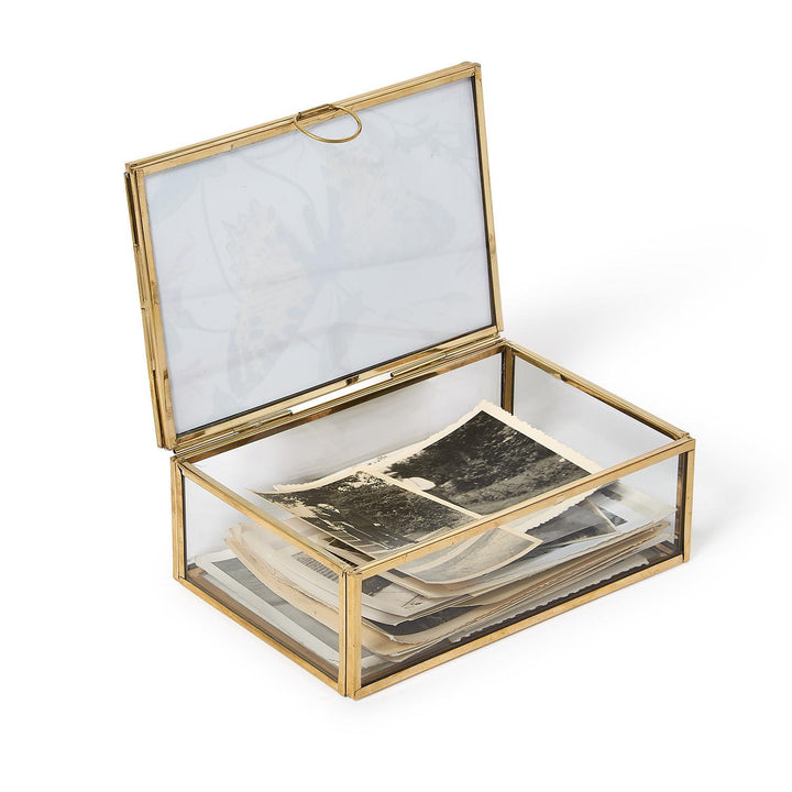 Glass and Brass Photo Frame Keepsake Box, Small