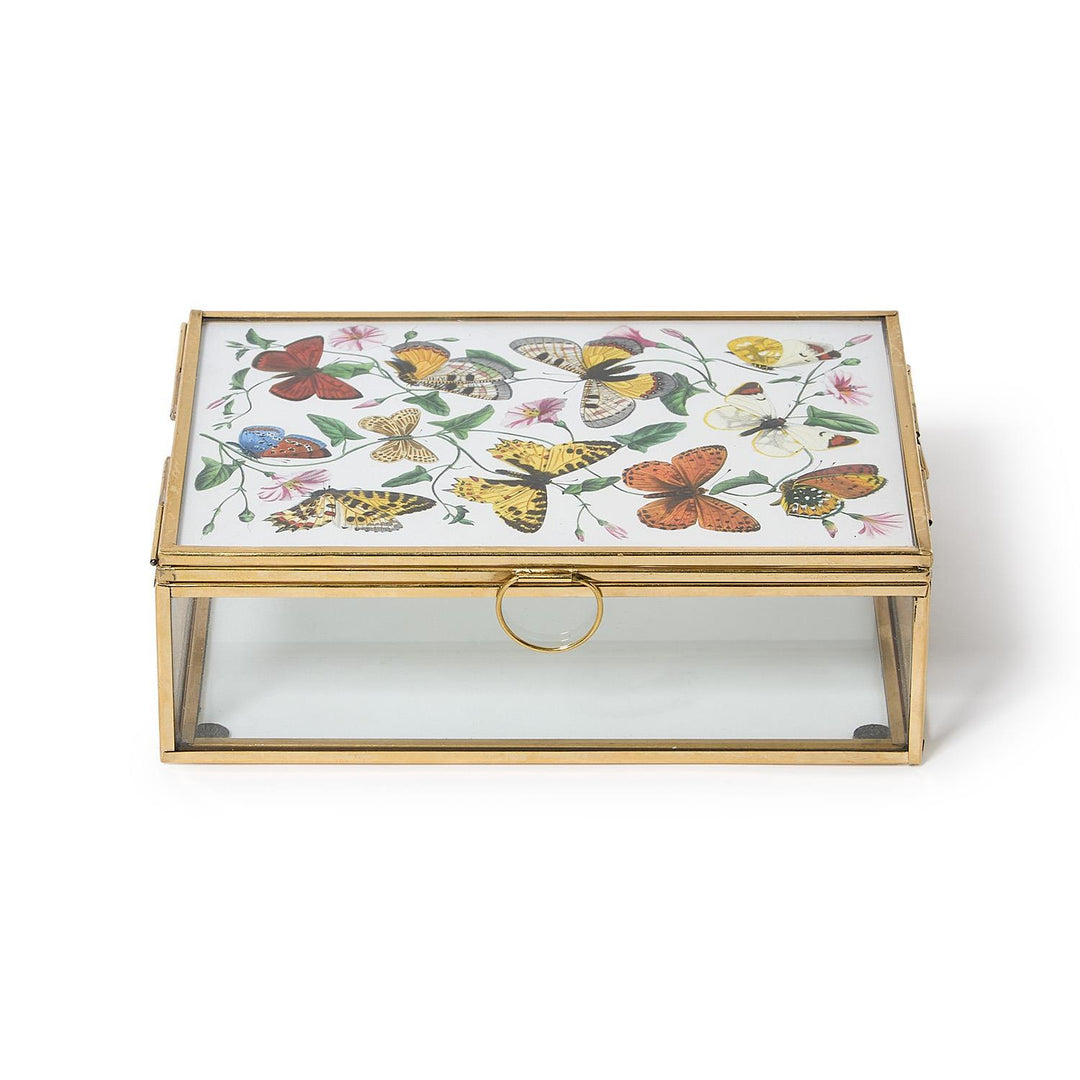 Glass and Brass Photo Frame Keepsake Box, Large