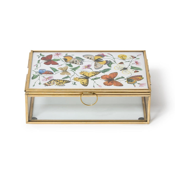 Glass and Brass Photo Frame Keepsake Box, Large