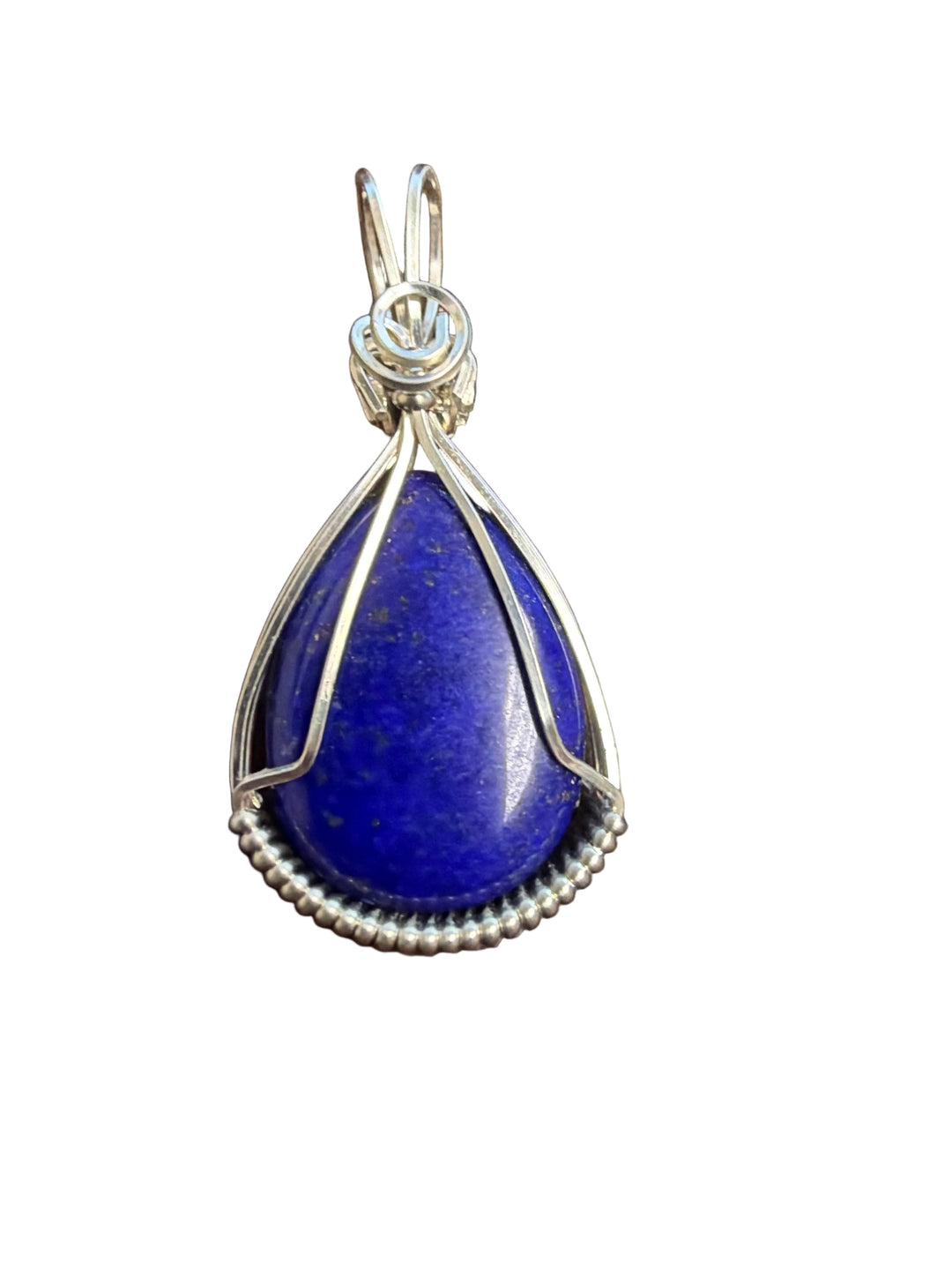 Lapis Teardrop Pendant, Sterling Silver