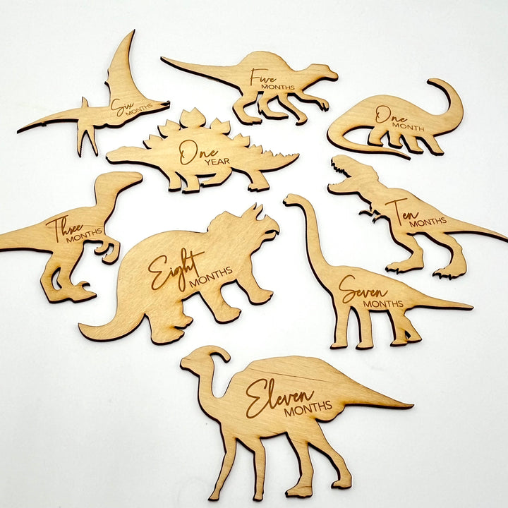 Wooden Dinosaur Month Markers