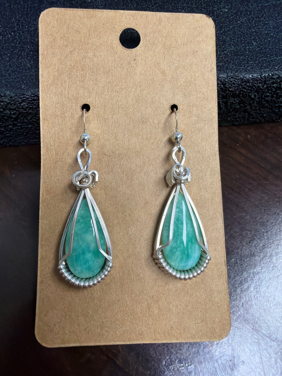 Peruvian Opal Solid Blue Earrings, Sterling Silver