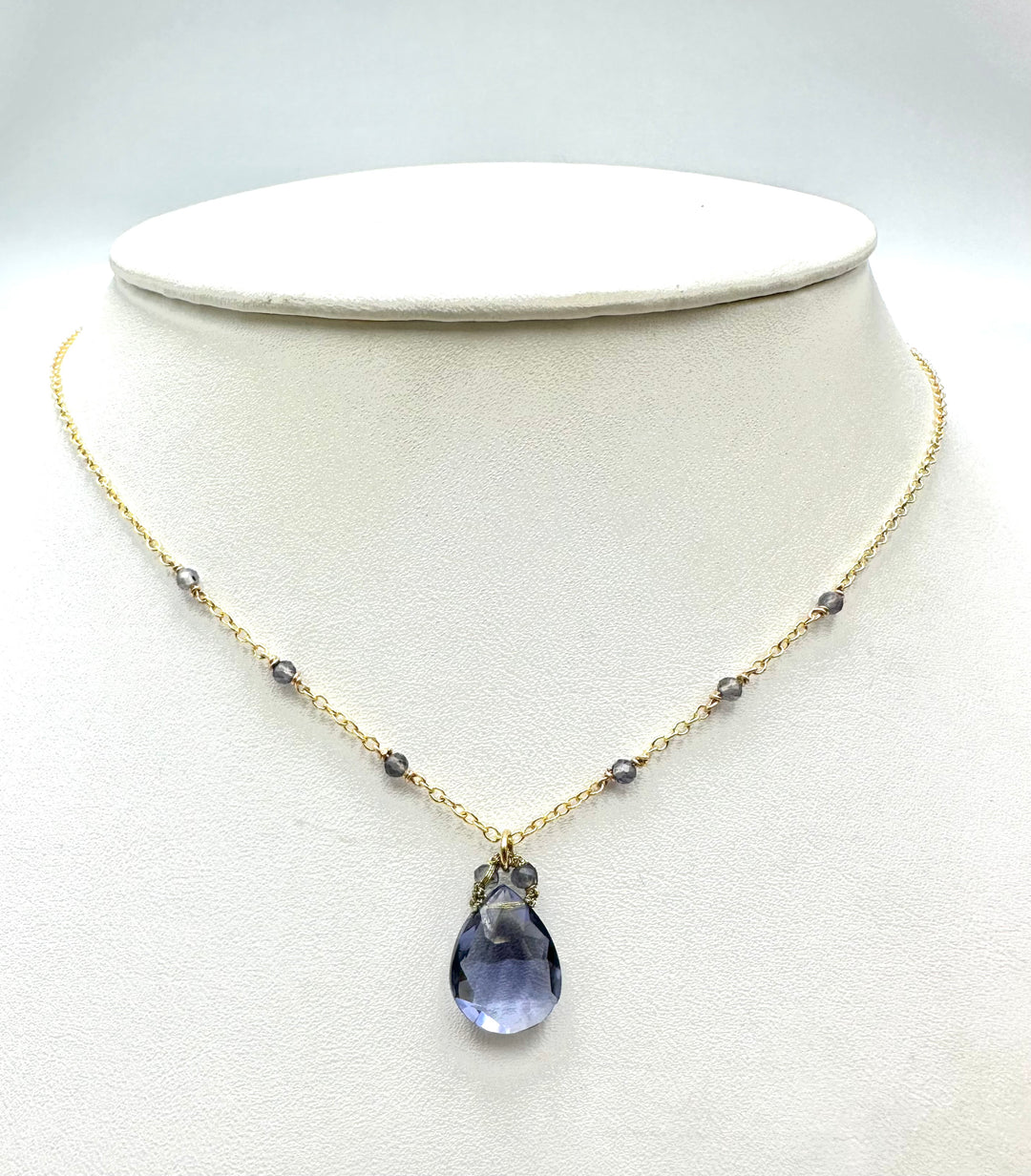 Iolite Beads and Drop Necklace