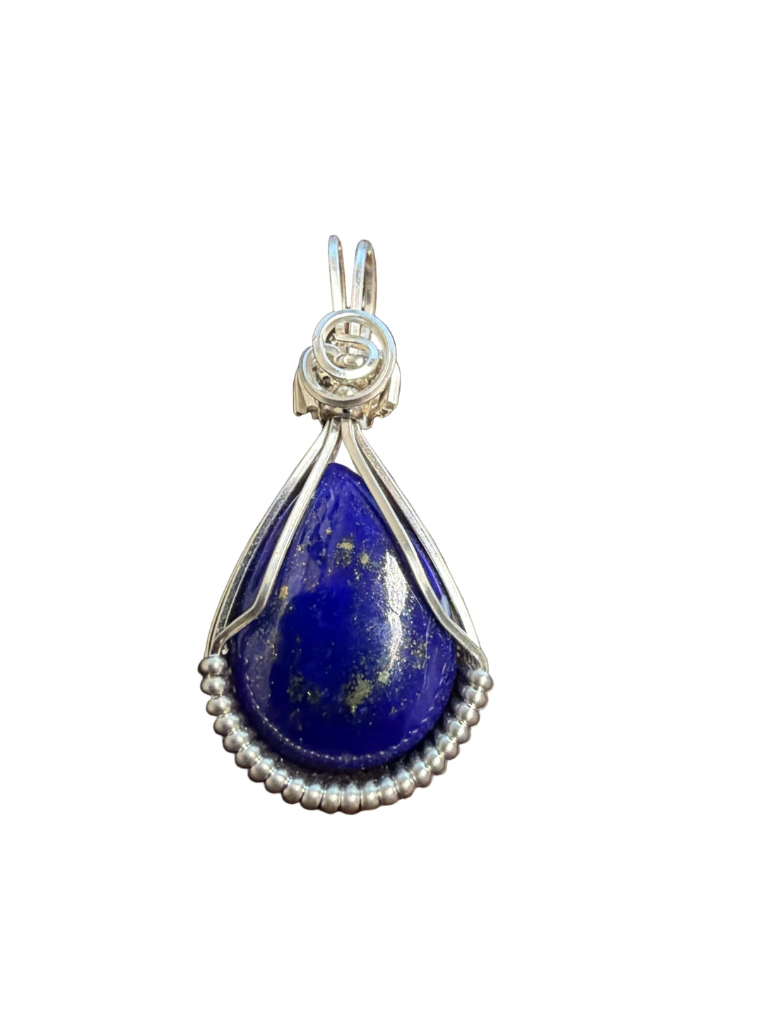 Lapis Teardrop Pendant, Sterling Silver
