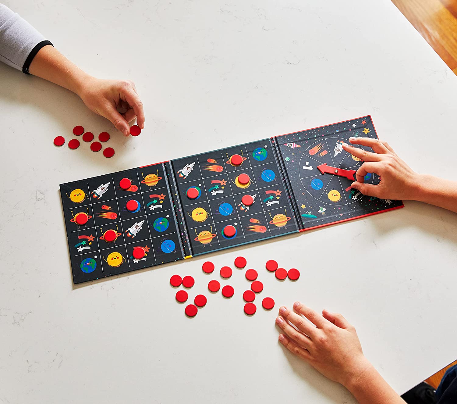 Space Bingo- Magnetic Bingo Game with Travel Friendly Tri-Fold Board
