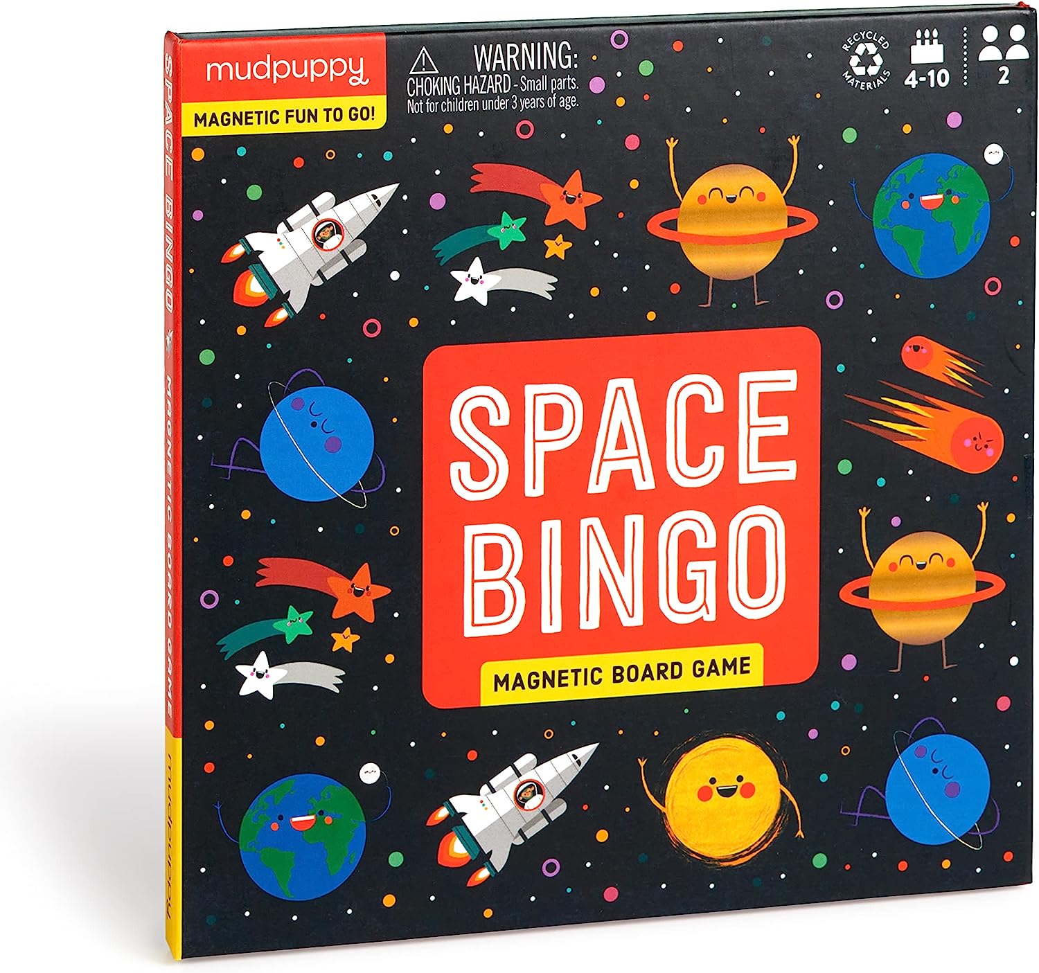 Space Bingo- Magnetic Bingo Game with Travel Friendly Tri-Fold Board