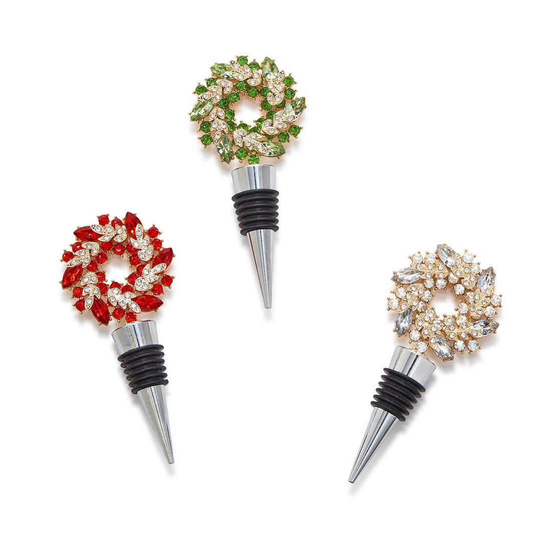 Holiday Wreath Jeweled Bottle Stopper