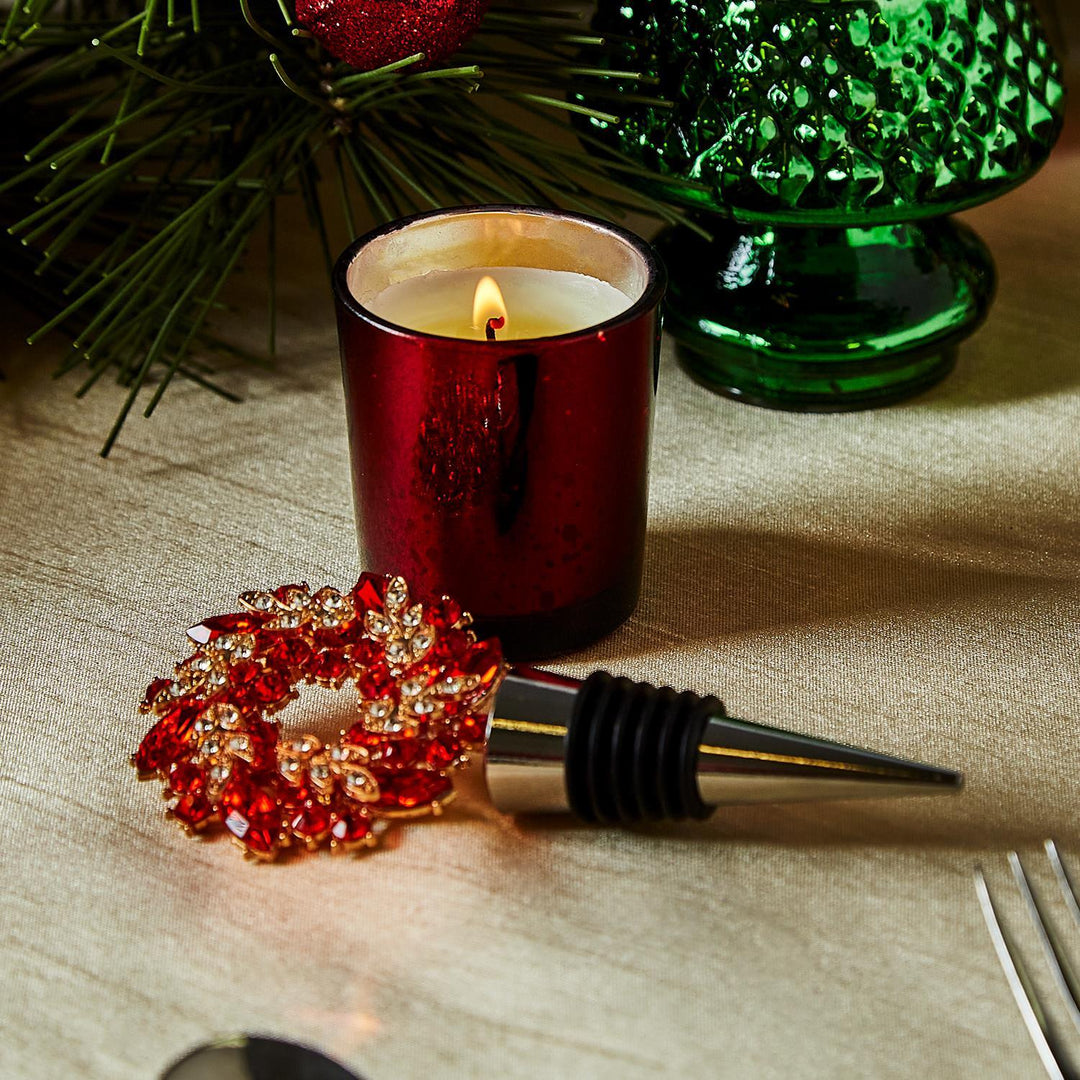 Holiday Wreath Jeweled Bottle Stopper