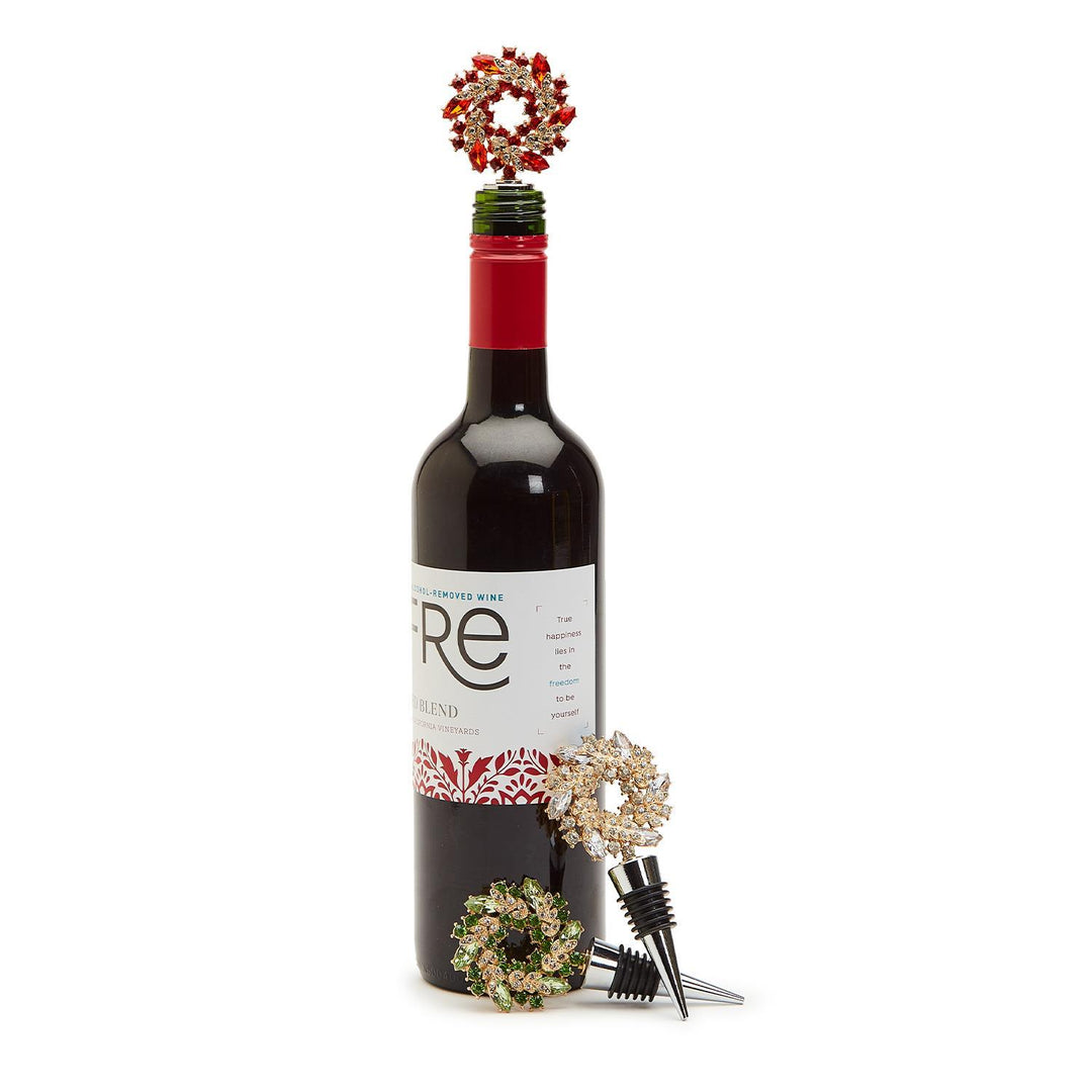 Holiday Wreath Jeweled Bottle Stopper