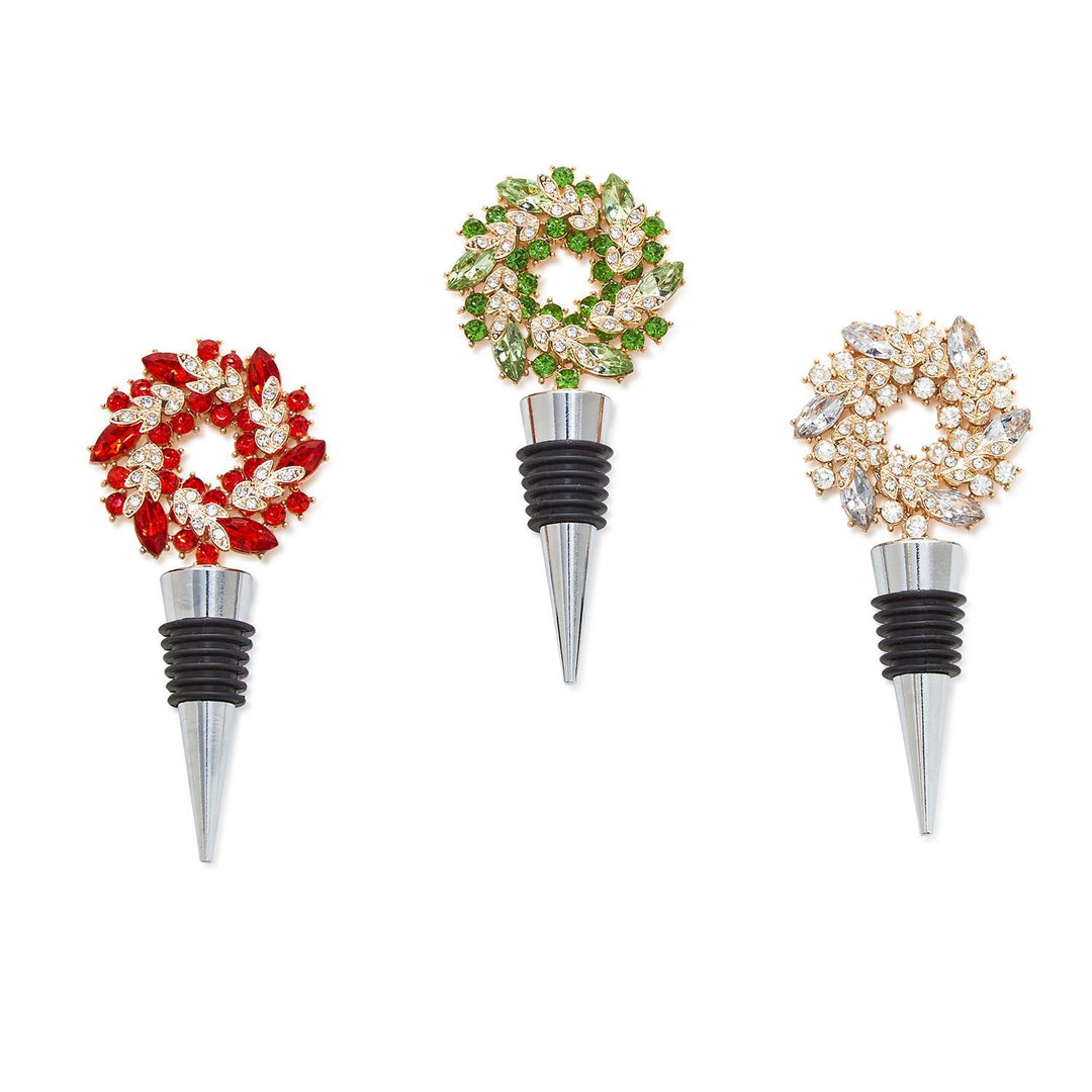 Holiday Wreath Jeweled Bottle Stopper