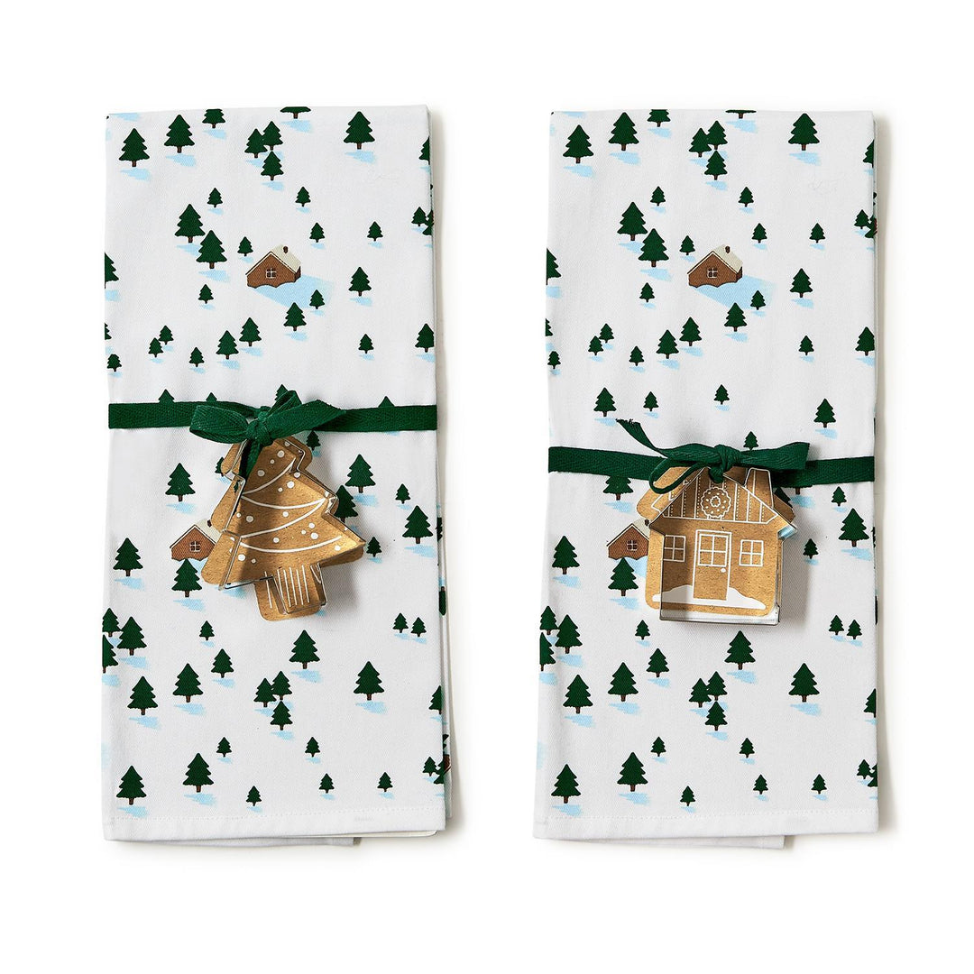 Winter Scene Dish Towel & Cookie Cutter Set