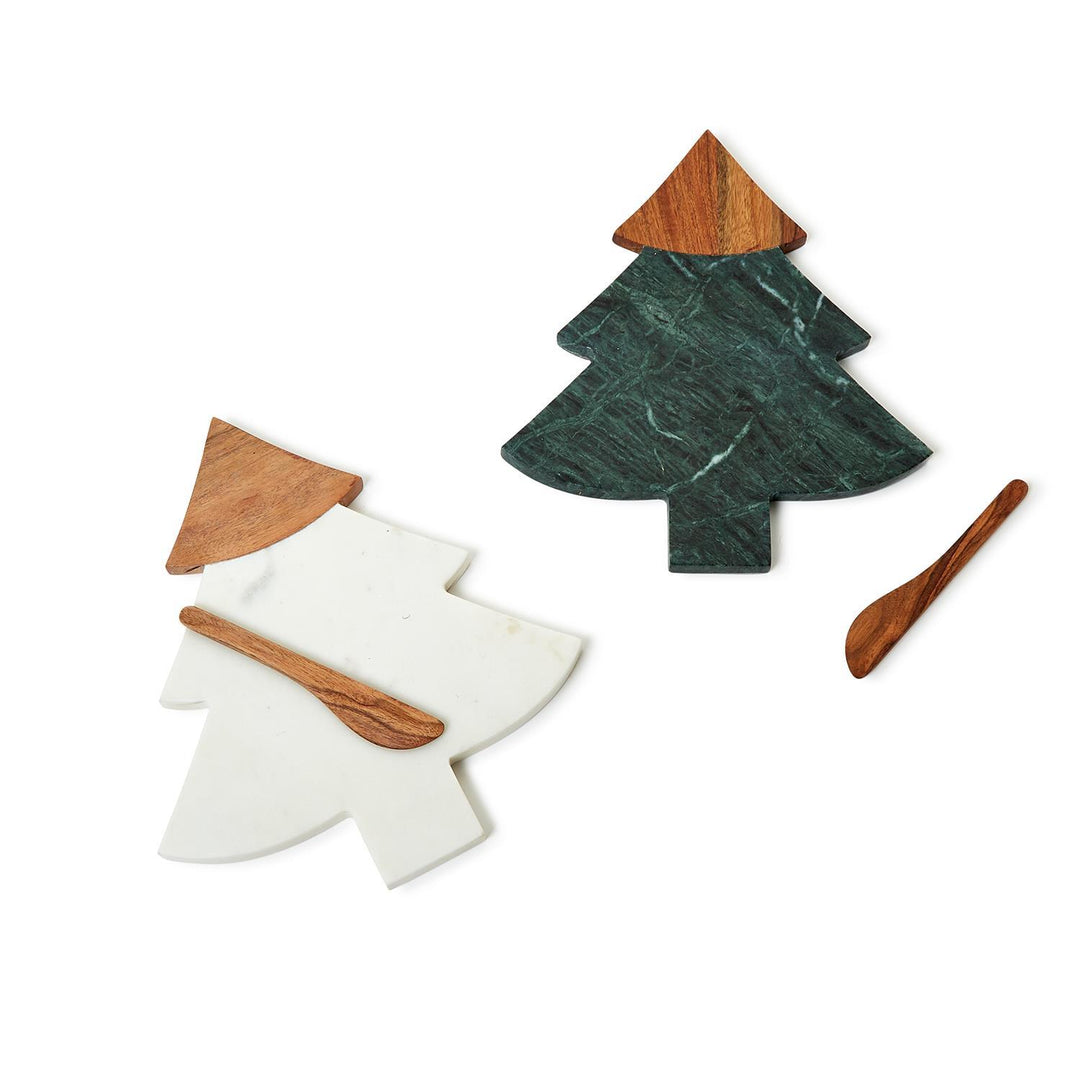 Marble & Wood Tree Serving Board with Spreader