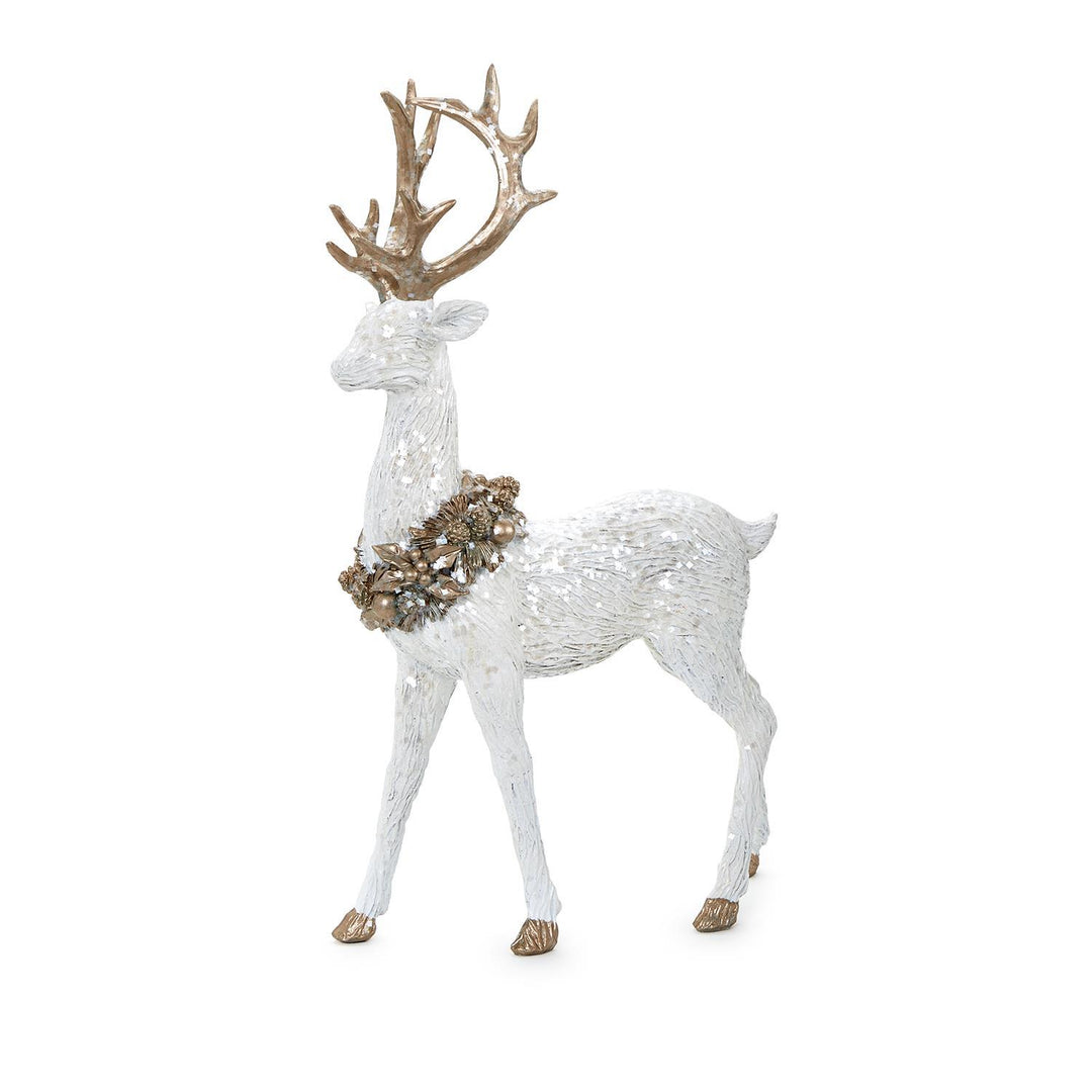 Stylized White Deer with Glitter Finish