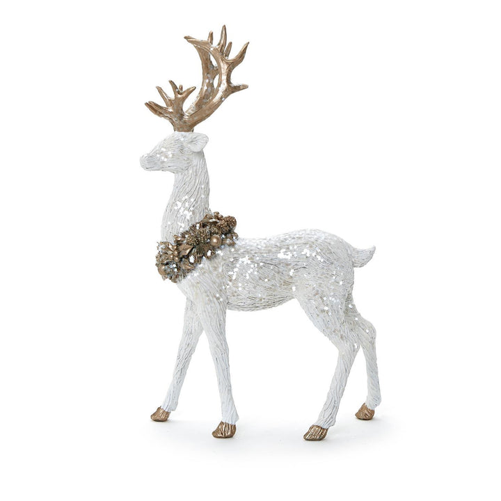 Stylized White Deer with Glitter Finish