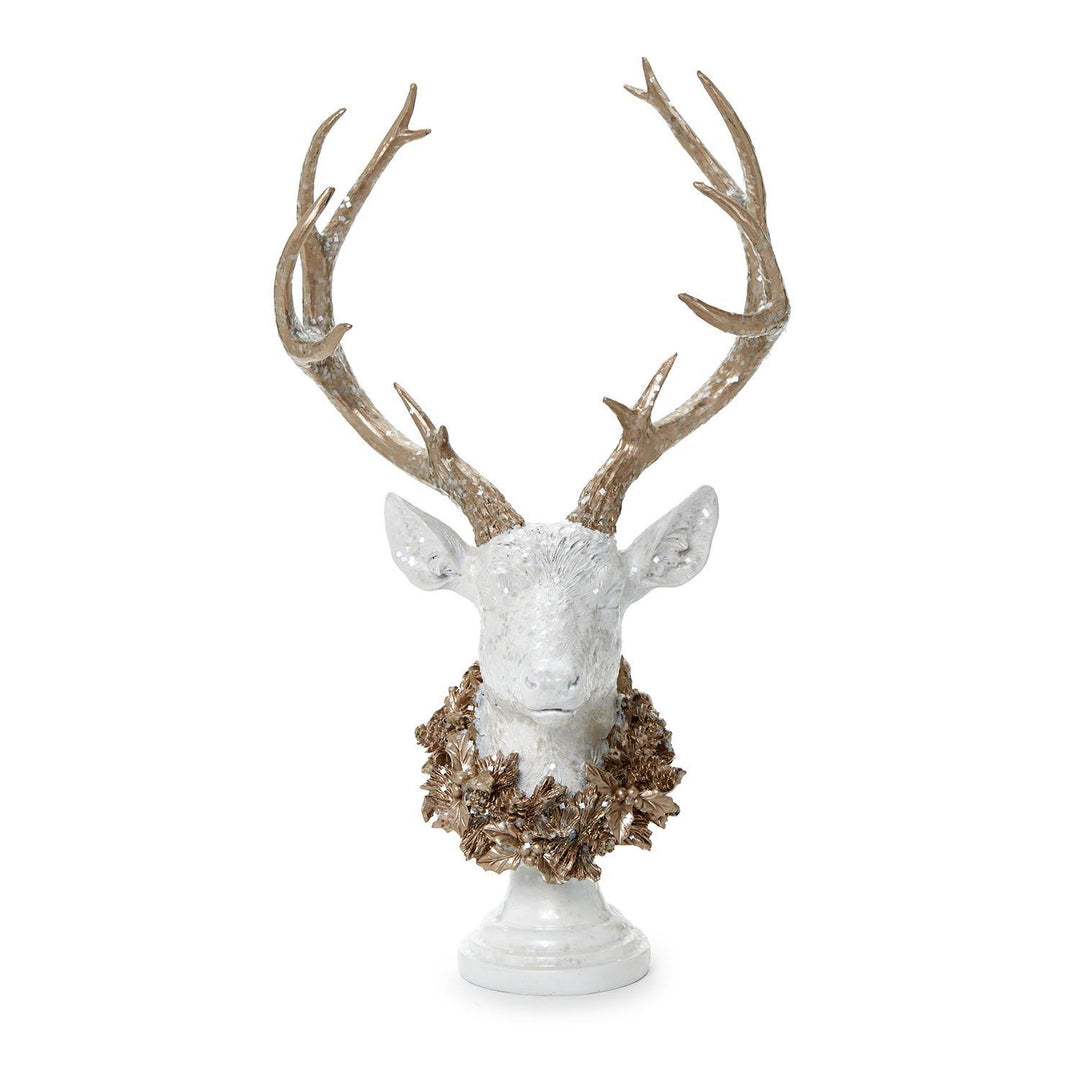 Stylized White Deer Bust with Glitter & Gold Accents