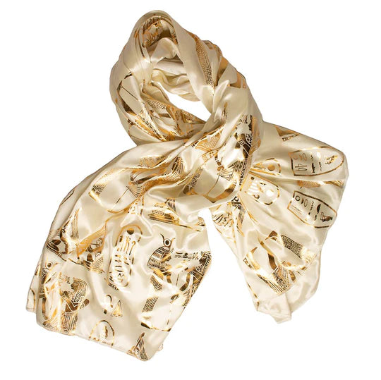 Hieroglyphics Scarf, Cream & Gold