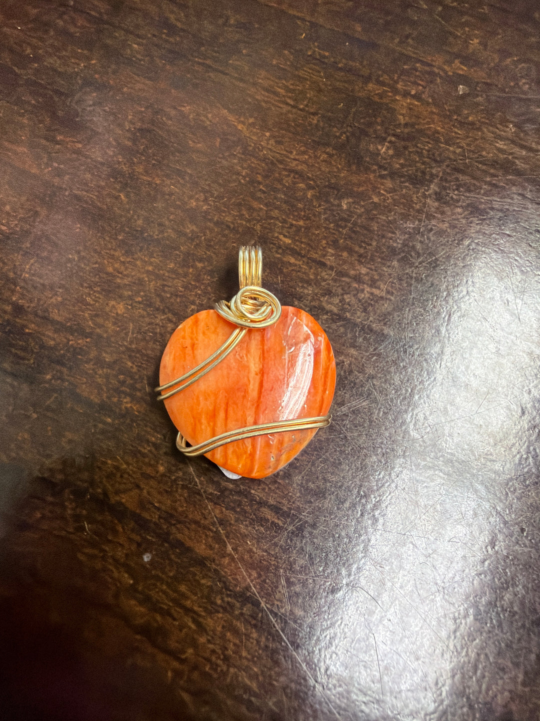 Spiny Oyster Shell Heart Pendant, 14k Gold Fill
