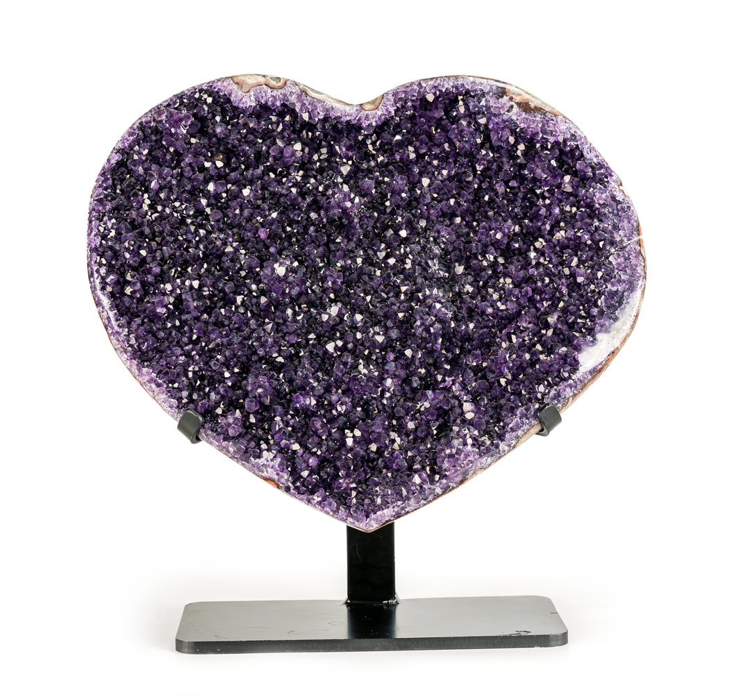 Large Amethyst Heart on Stand Carving