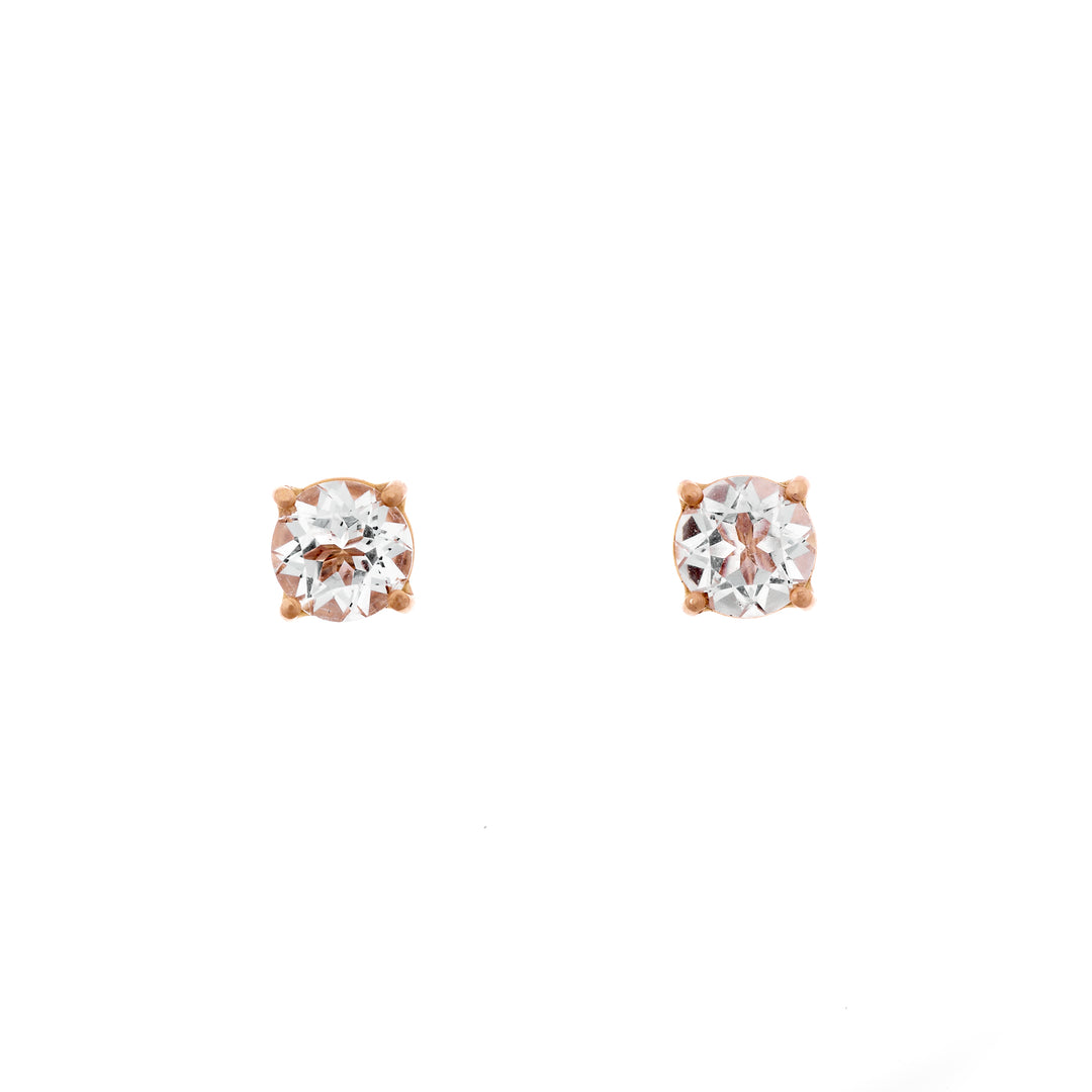 White Topaz in 18k Rose Gold Studs