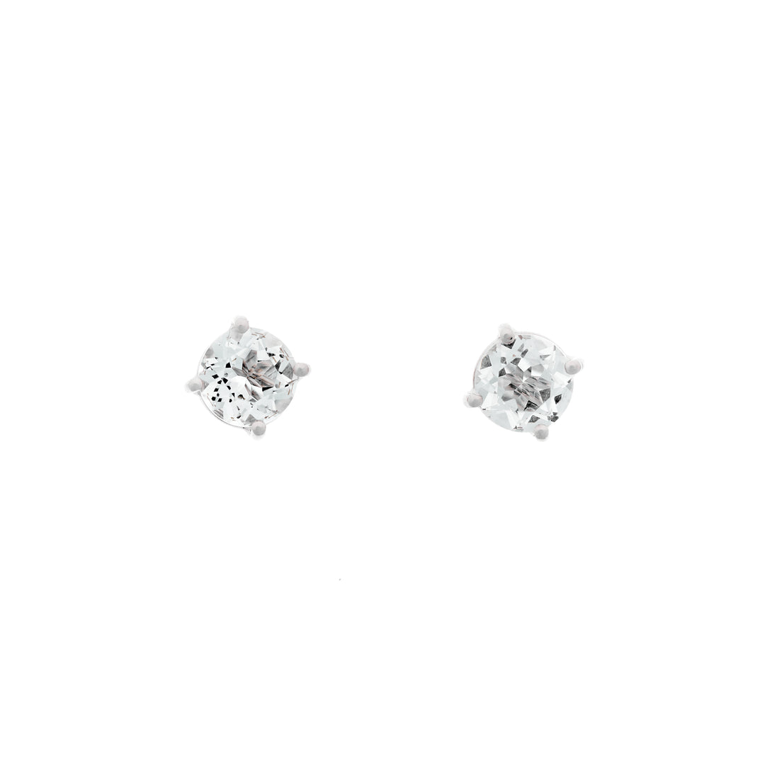 White Topaz Studs in 18k White Gold