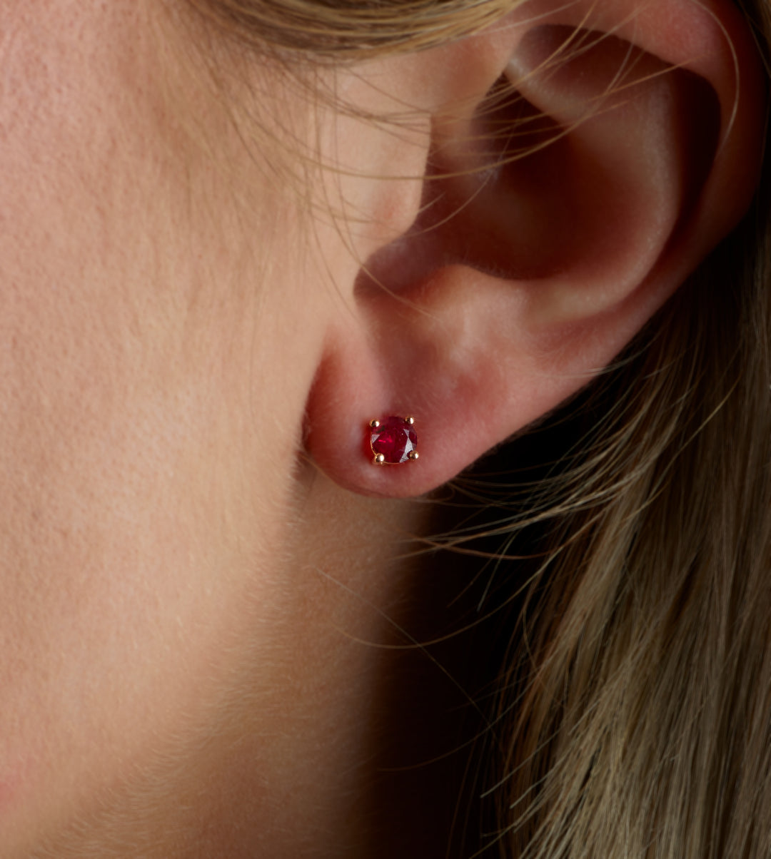 Ruby Studs in Rose Gold