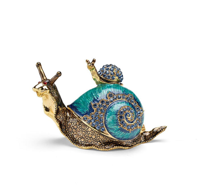 Snail Mother & Baby Jeweled Trinket Box