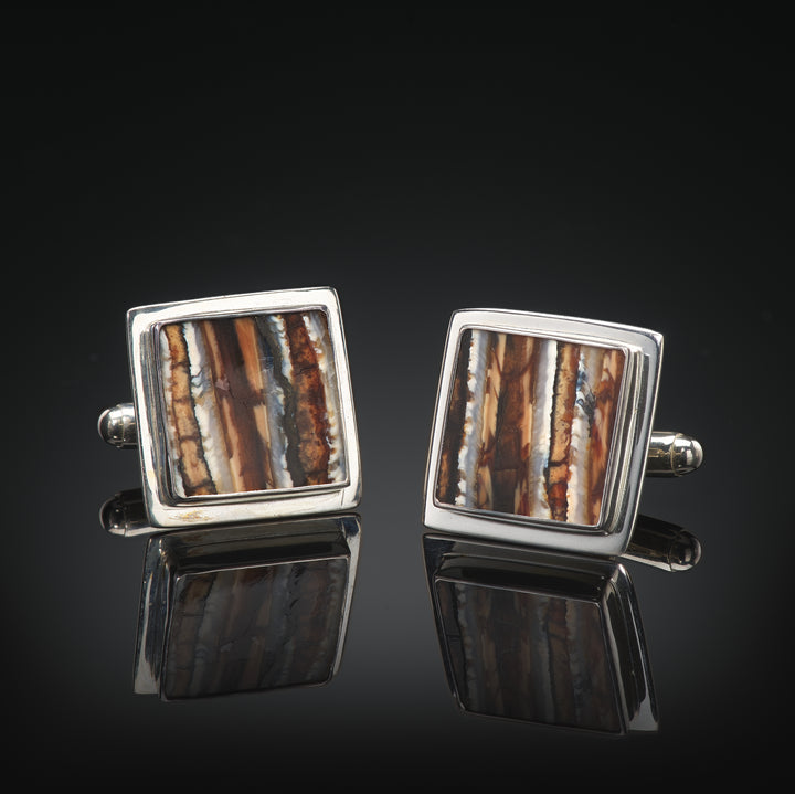 Square, Flat Mammoth Tooth Cufflinks