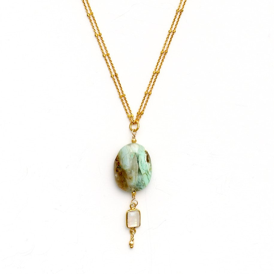 Peruvian Opal, Rainbow Moonstone Necklace