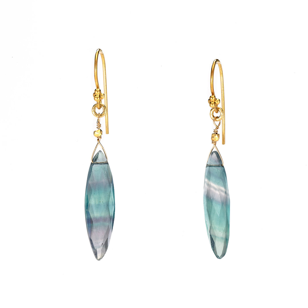 Purple and Blue Fluorite Marquise Earrings