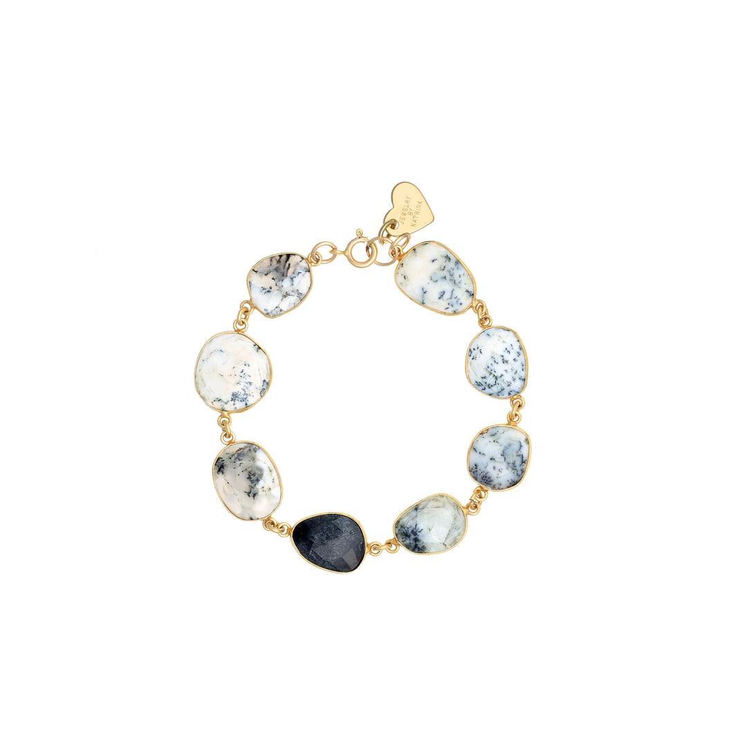 Dendritic Agate and Black Onyx Bracelet