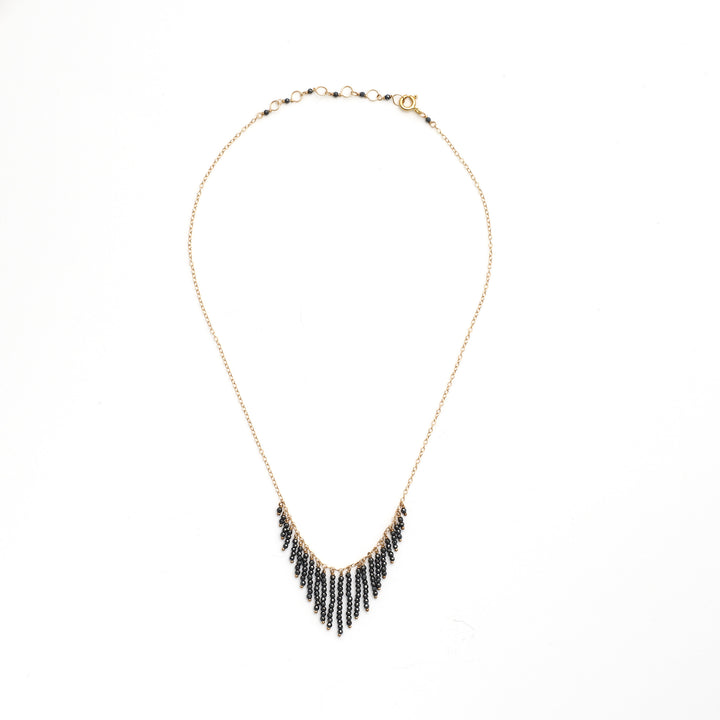 Black Garnet Fringe Necklace