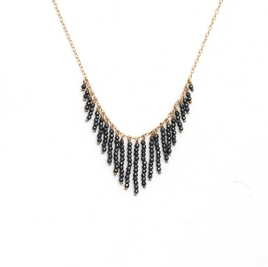 Black Garnet Fringe Necklace