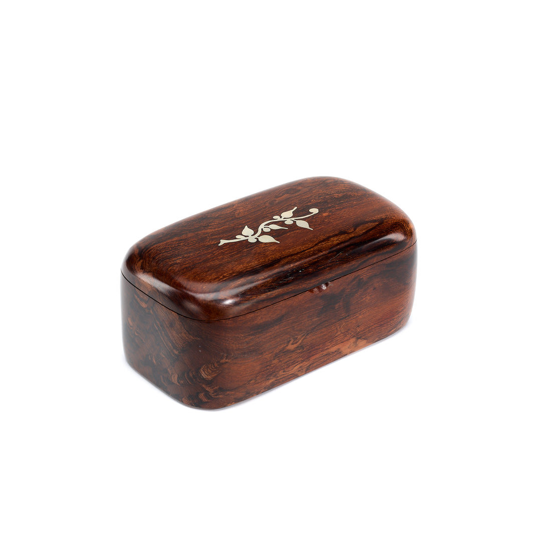 Oval Ironwood Box with Silver Vines