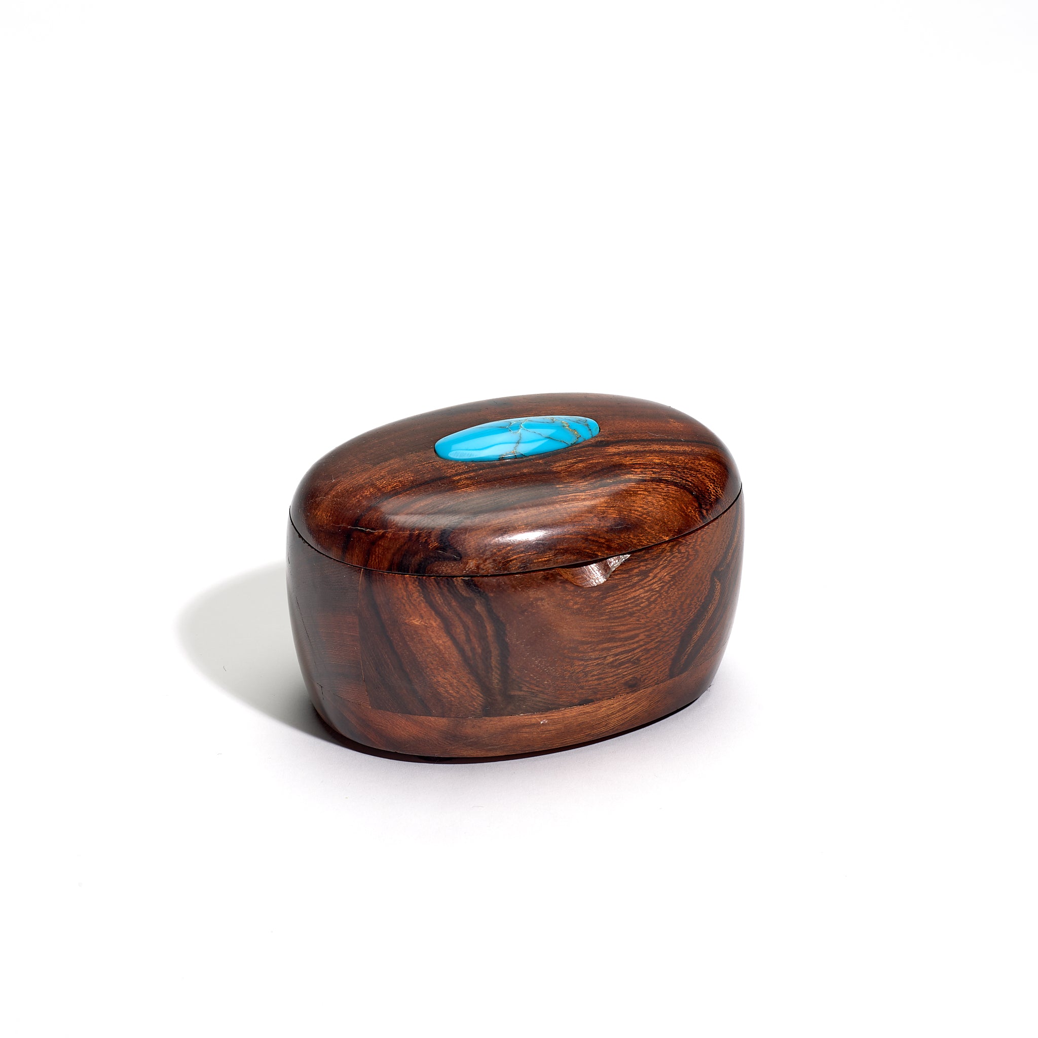 Ironwood Box with Turquoise Interior and Cabochon Lid