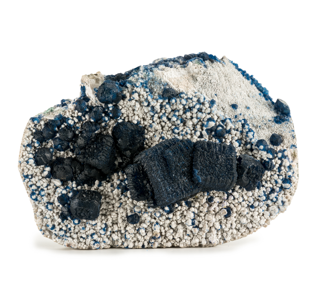 Blue Fluorite on Quartz, De'An Mine