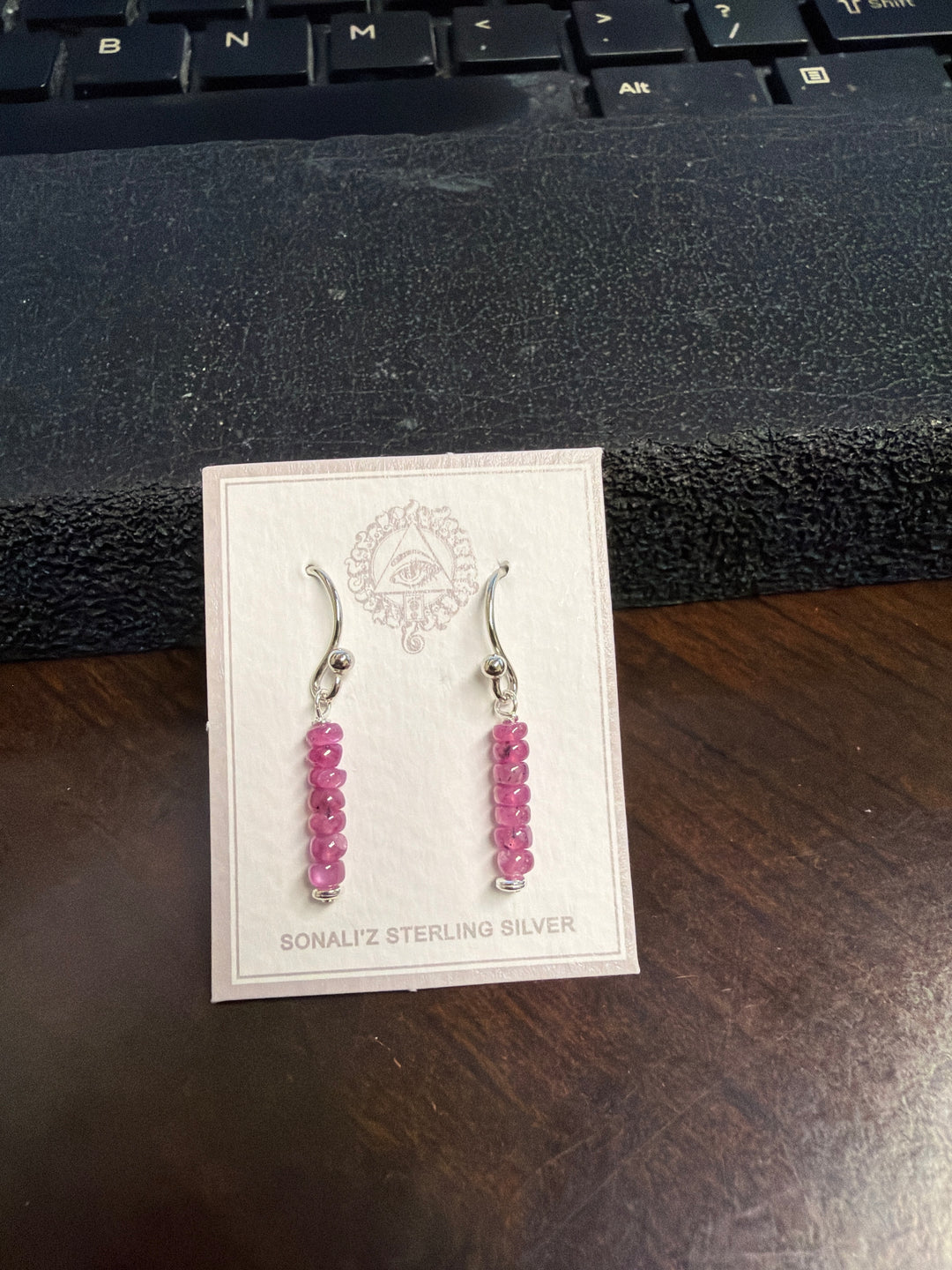 Star of Ruby Earrings, Sterling Silver