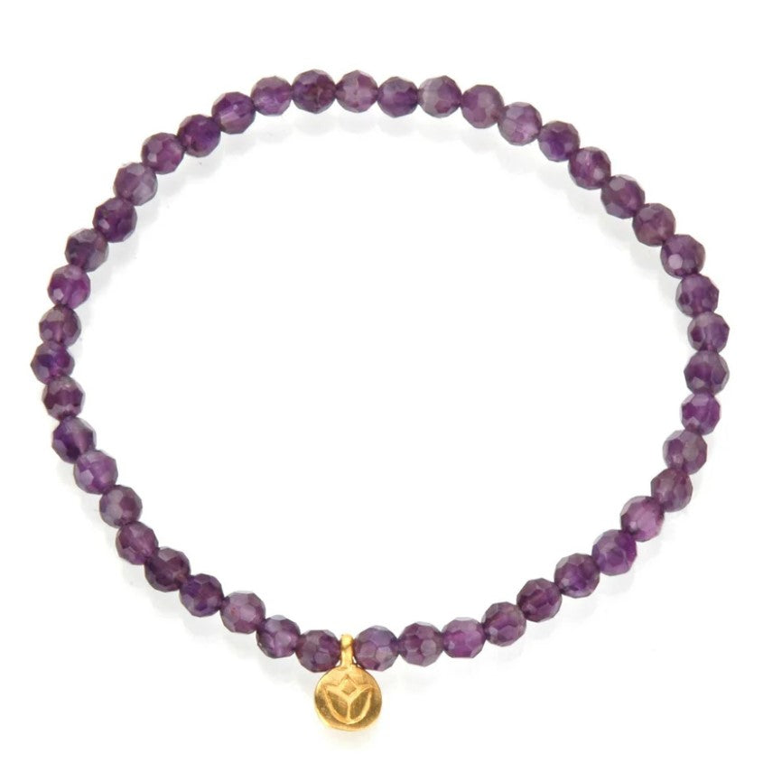 Amethyst Lotus Stretch Bracelet