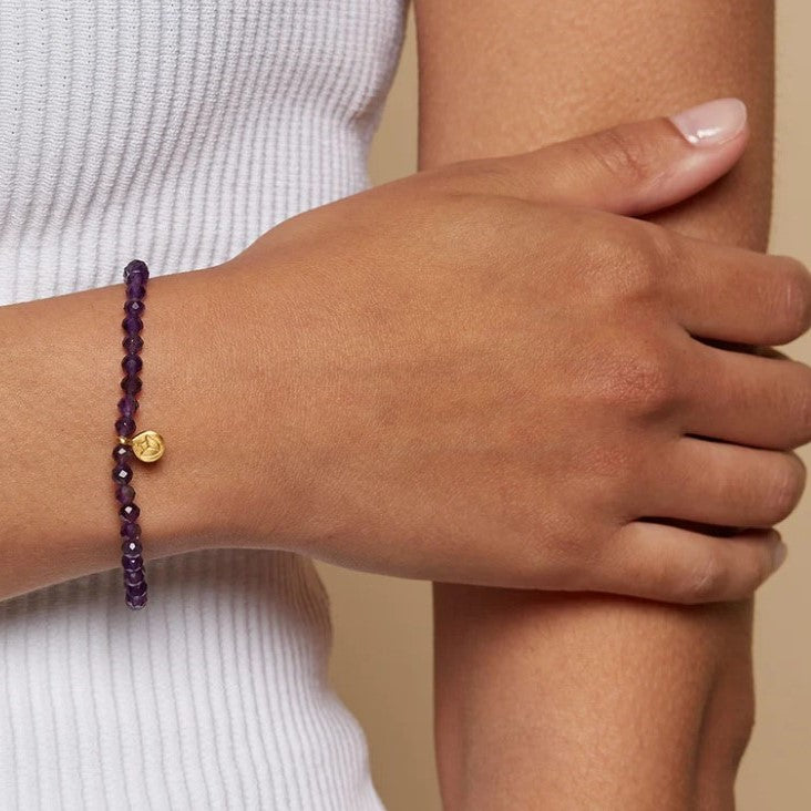 Amethyst Lotus Stretch Bracelet