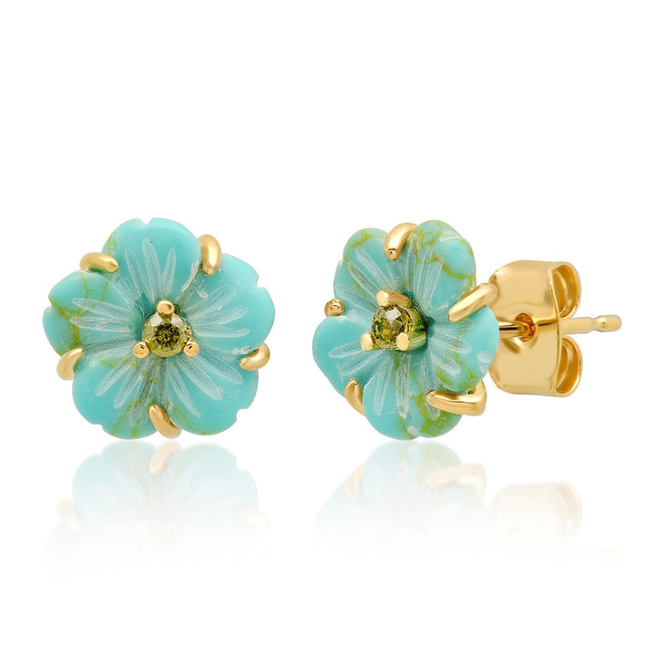 Carved Flower Post Earrings