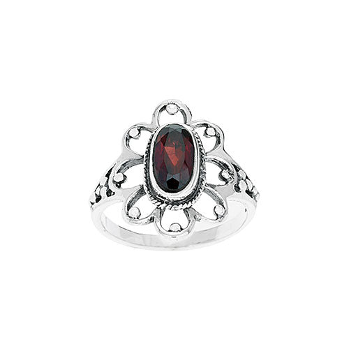 Garnet in Looping Frame Ring