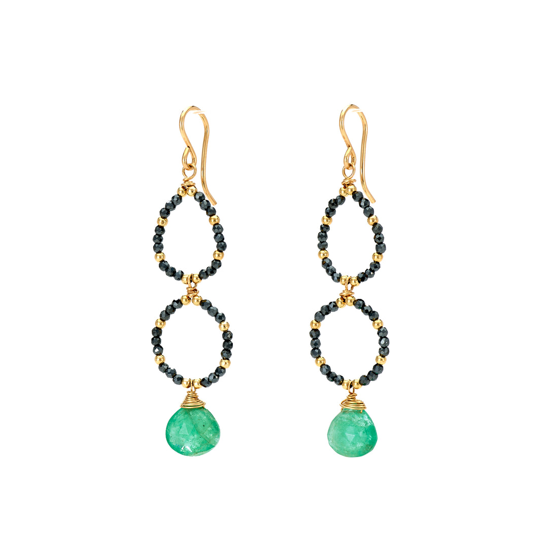 Black Garnet and Emerald Earrings