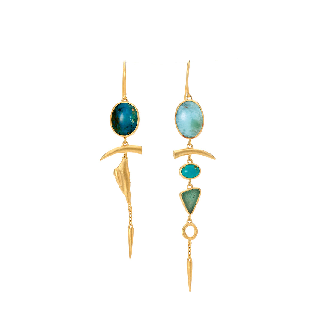 Turquoise & Peruvian Opal Earrings