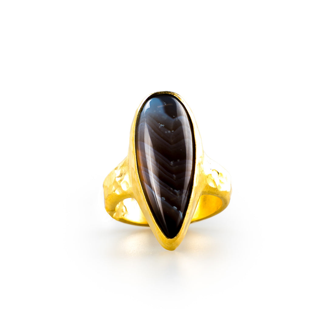 Botswana Agate Teardrop Ring