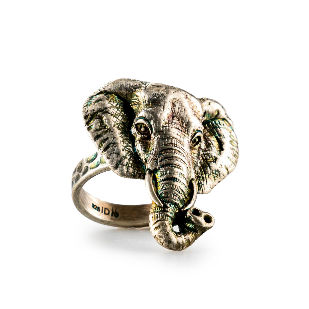 Oxidized Sterling Silver Large Elephant Ring